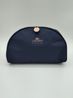 LACOSTE PARFUMS Navy Cosmetic Toiletry Bag Travel Makeup Case NWT NIP